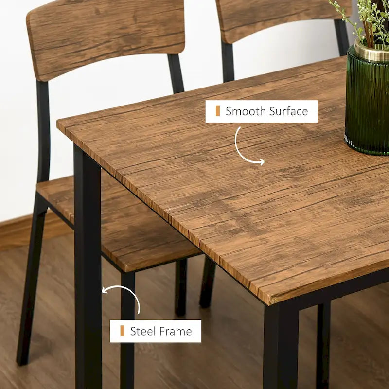 HOMCOM 5 Piece Modern Industrial Dining Table and Chairs Set for Small Space, kitchen, Dining room