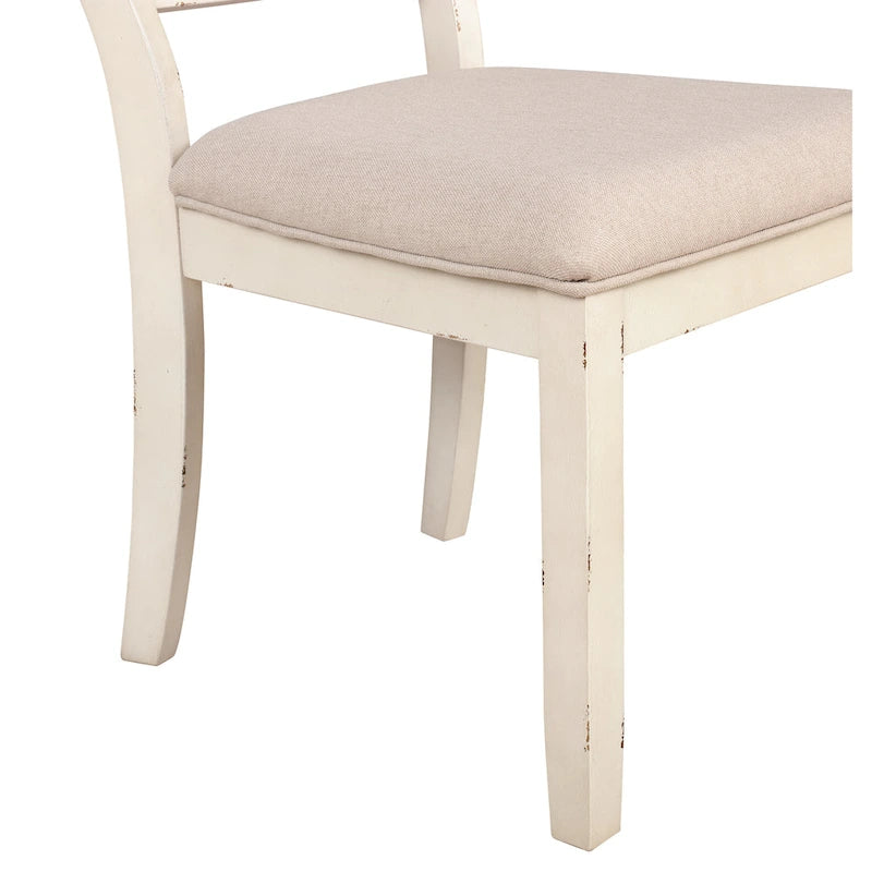 Roundhill Furniture Prato 7-piece Dining Table Set With Cross Back Chairs, Antique White and Distressed Oak