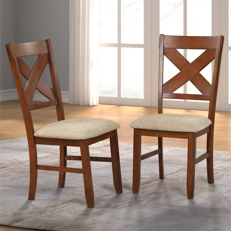 Roundhill Furniture Karven Wood 9-Piece Dining Set, Extendable Trestle Dining Table with 8 Chairs, Dark Hazelnut