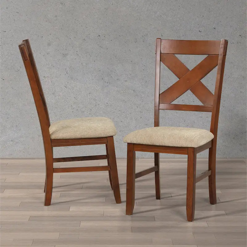 Roundhill Furniture Karven Wood 9-Piece Dining Set, Extendable Trestle Dining Table with 8 Chairs, Dark Hazelnut