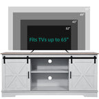 Evelynn TV Stand Sliding Barn Door Farmhouse Wood Entertainment Center for TVs Up to 65 White