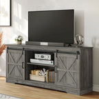 Evelynn TV Stand Sliding Barn Door Farmhouse Wood Entertainment Center for TVs Up to 65 White