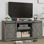 Evelynn TV Stand Sliding Barn Door Farmhouse Wood Entertainment Center for TVs Up to 65 White