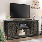 Evelynn TV Stand Sliding Barn Door Farmhouse Wood Entertainment Center for TVs Up to 65 White