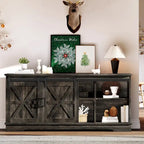 Evelynn TV Stand Sliding Barn Door Farmhouse Wood Entertainment Center for TVs Up to 65 White