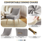 SEYNAR Modern Glam Boucle Pleated Velvet Dining Chair or Vanity Chair Set of 2 with Rear Handle