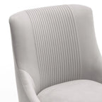 SEYNAR Modern Glam Boucle Pleated Velvet Dining Chair or Vanity Chair Set of 2 with Rear Handle