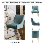 SEYNAR Modern Glam Boucle Pleated Velvet Dining Chair or Vanity Chair Set of 2 with Rear Handle