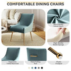 SEYNAR Modern Glam Boucle Pleated Velvet Dining Chair or Vanity Chair Set of 2 with Rear Handle