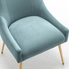 SEYNAR Modern Glam Boucle Pleated Velvet Dining Chair or Vanity Chair Set of 2 with Rear Handle