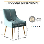 SEYNAR Modern Glam Boucle Pleated Velvet Dining Chair or Vanity Chair Set of 2 with Rear Handle