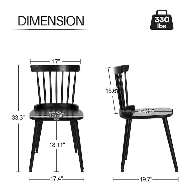 Farmhouse Windsor Dining Chairs with Spindle Back - 33.3H x 17.4W x 19.7D