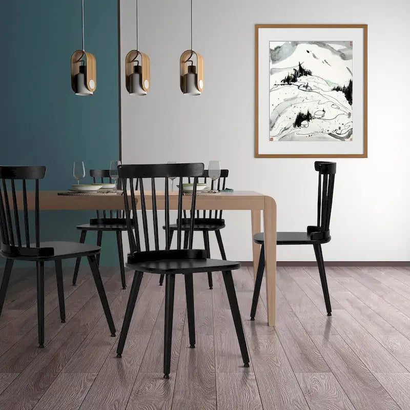 Farmhouse Windsor Dining Chairs with Spindle Back - 33.3H x 17.4W x 19.7D