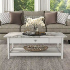 DH BASIC Transitional Rubberwood 3-Piece Open-Shelf Coffee Table and End Table Set with Drawer by Denhour