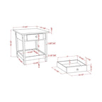 DH BASIC Transitional Rubberwood 3-Piece Open-Shelf Coffee Table and End Table Set with Drawer by Denhour
