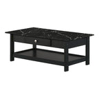 DH BASIC Transitional Rubberwood 3-Piece Open-Shelf Coffee Table and End Table Set with Drawer by Denhour