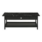 DH BASIC Transitional Rubberwood 3-Piece Open-Shelf Coffee Table and End Table Set with Drawer by Denhour