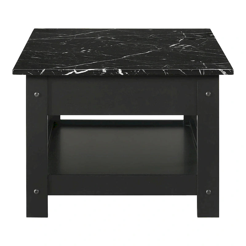 DH BASIC Transitional Rubberwood 3-Piece Open-Shelf Coffee Table and End Table Set with Drawer by Denhour