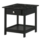 DH BASIC Transitional Rubberwood 3-Piece Open-Shelf Coffee Table and End Table Set with Drawer by Denhour