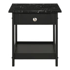 DH BASIC Transitional Rubberwood 3-Piece Open-Shelf Coffee Table and End Table Set with Drawer by Denhour