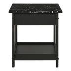 DH BASIC Transitional Rubberwood 3-Piece Open-Shelf Coffee Table and End Table Set with Drawer by Denhour