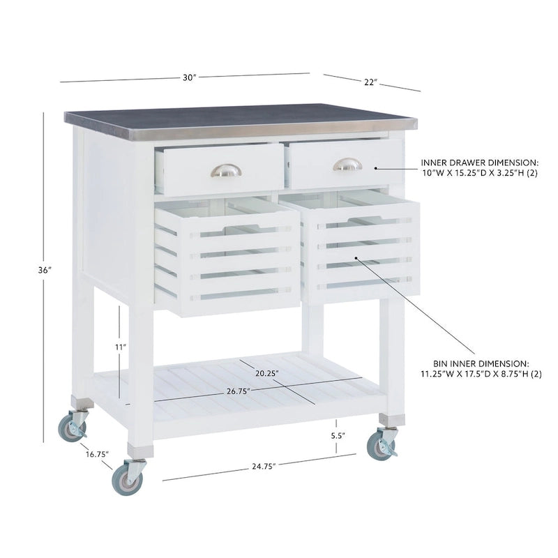 Eileen Rolling Kitchen Cart with Storage