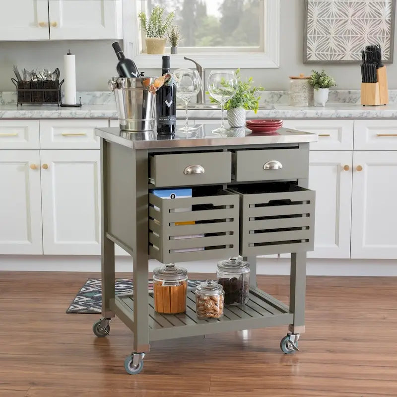 Eileen Rolling Kitchen Cart with Storage
