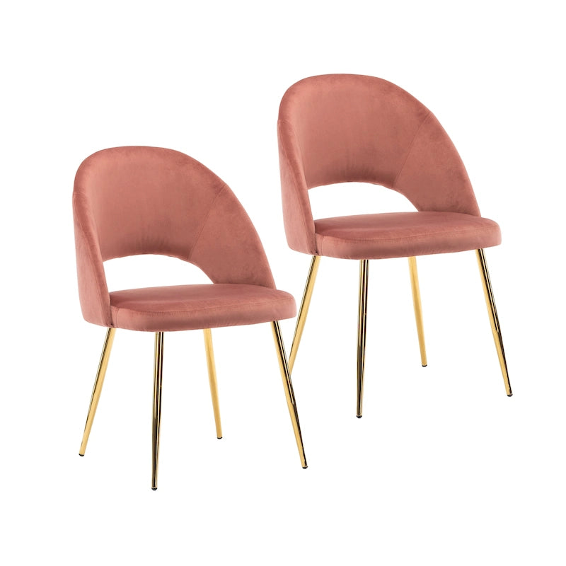 Grey Velvet Dining Chairs - 2-Piece Set Gold Legs
