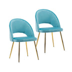 Grey Velvet Dining Chairs - 2-Piece Set Gold Legs