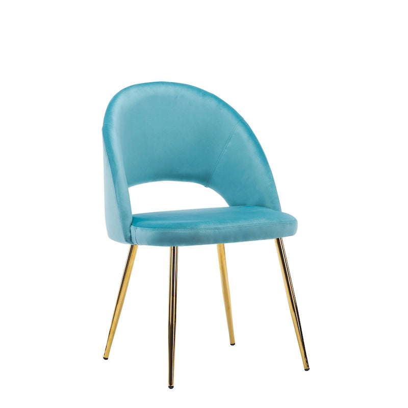 Grey Velvet Dining Chairs - 2-Piece Set Gold Legs