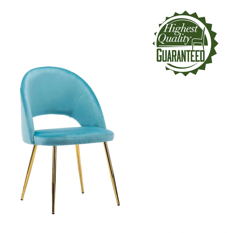 Grey Velvet Dining Chairs - 2-Piece Set Gold Legs