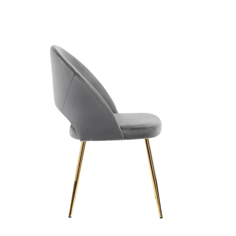 Grey Velvet Dining Chairs - 2-Piece Set Gold Legs