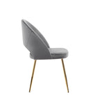 Grey Velvet Dining Chairs - 2-Piece Set Gold Legs
