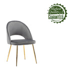 Grey Velvet Dining Chairs - 2-Piece Set Gold Legs