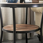 Myhozm Rustic Round End Table with Storage, Industrial Side Table for Living Room