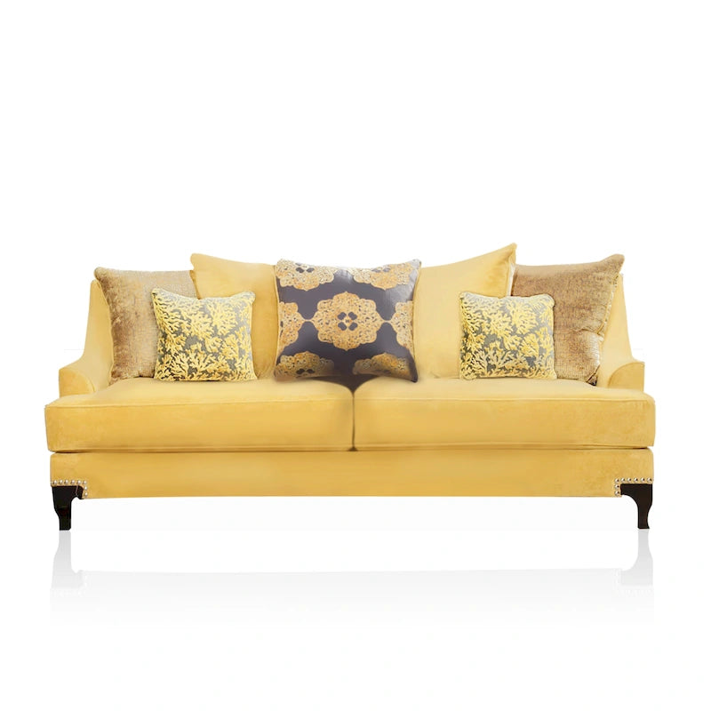 Gisc Contemporary Velvet Upholstered Sloped Arm Sofa by Furniture of America