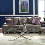 Gisc Contemporary Velvet Upholstered Sloped Arm Sofa by Furniture of America