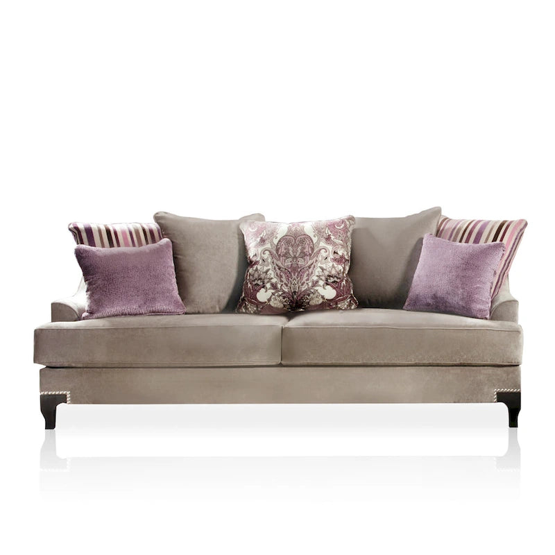 Gisc Contemporary Velvet Upholstered Sloped Arm Sofa by Furniture of America