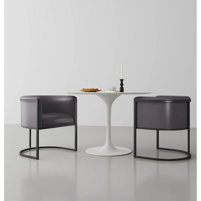 Faux Leather Dining Chairs Set of 2 - Pebble/White/Saddle/Tan/Black