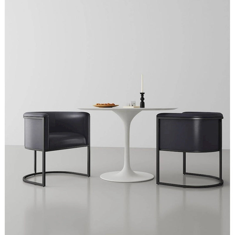 Faux Leather Dining Chairs Set of 2 - Pebble/White/Saddle/Tan/Black