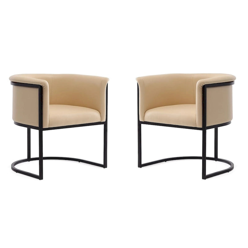 Faux Leather Dining Chairs Set of 2 - Pebble/White/Saddle/Tan/Black