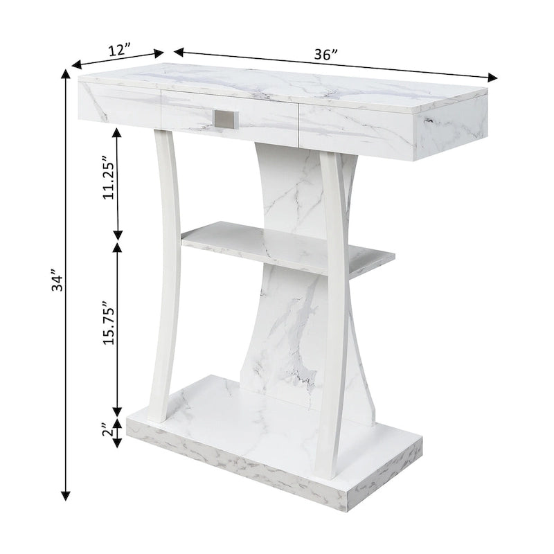 Convenience Concepts Newport 1 Drawer Harri Console Table with Shelves