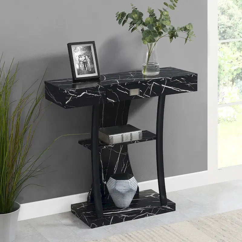 Convenience Concepts Newport 1 Drawer Harri Console Table with Shelves