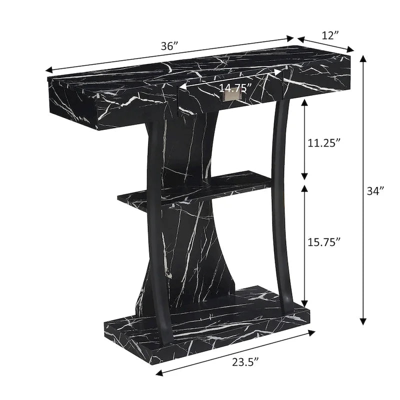 Convenience Concepts Newport 1 Drawer Harri Console Table with Shelves