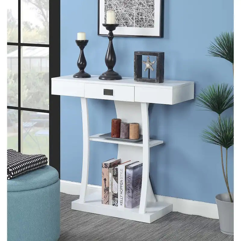 Convenience Concepts Newport 1 Drawer Harri Console Table with Shelves
