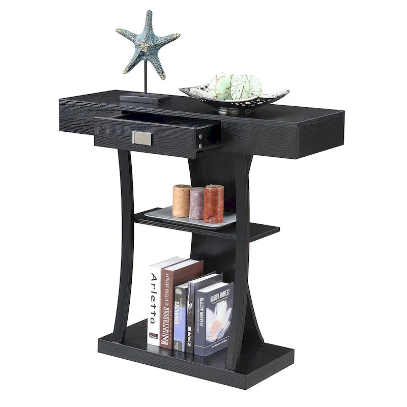 Convenience Concepts Newport 1 Drawer Harri Console Table with Shelves