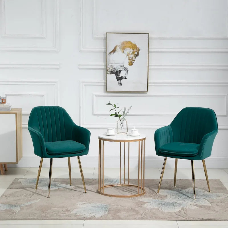 AVAWING Accent Arm Chairs Set of 2 Upholstered Velvet Dining Chairs