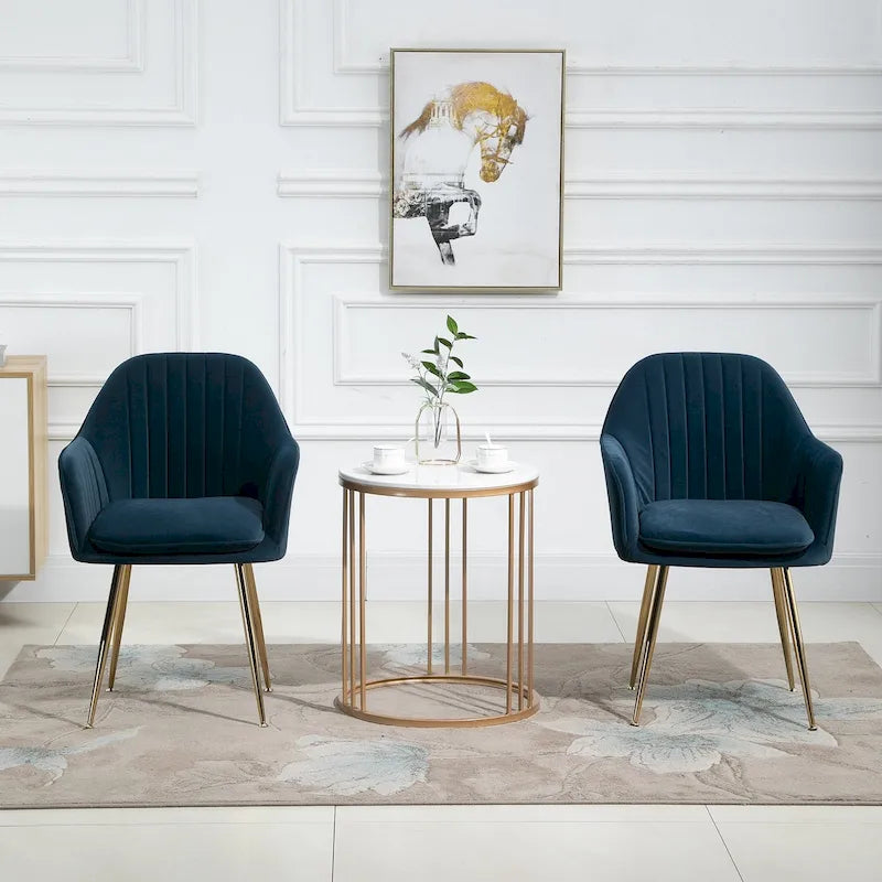 AVAWING Accent Arm Chairs Set of 2 Upholstered Velvet Dining Chairs