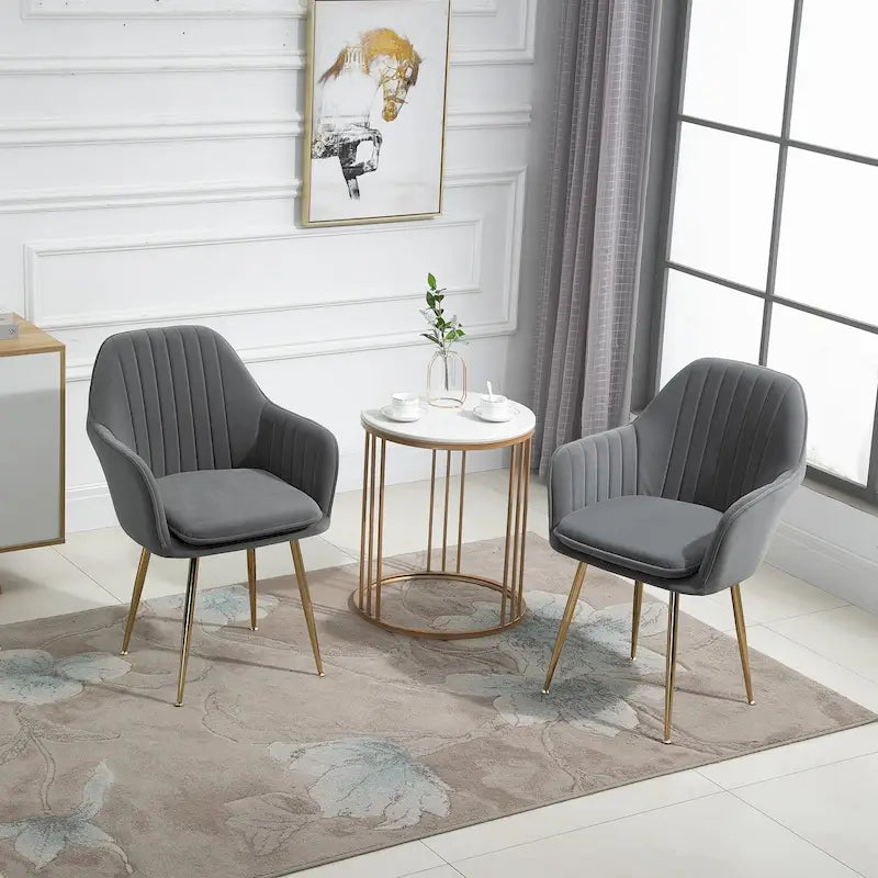 AVAWING Accent Arm Chairs Set of 2 Upholstered Velvet Dining Chairs