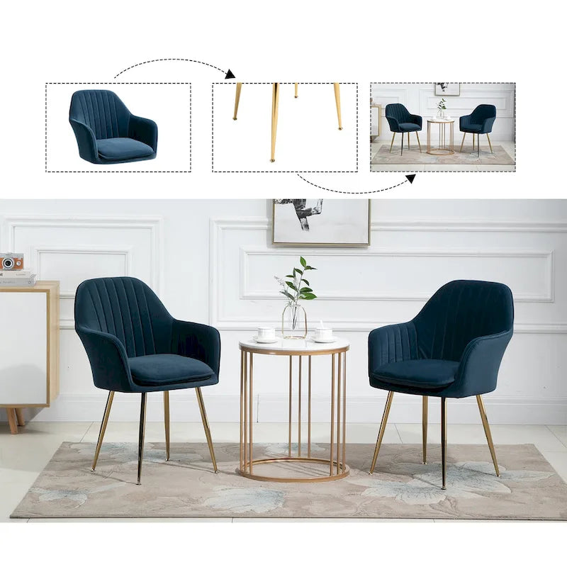 AVAWING Accent Arm Chairs Set of 2 Upholstered Velvet Dining Chairs